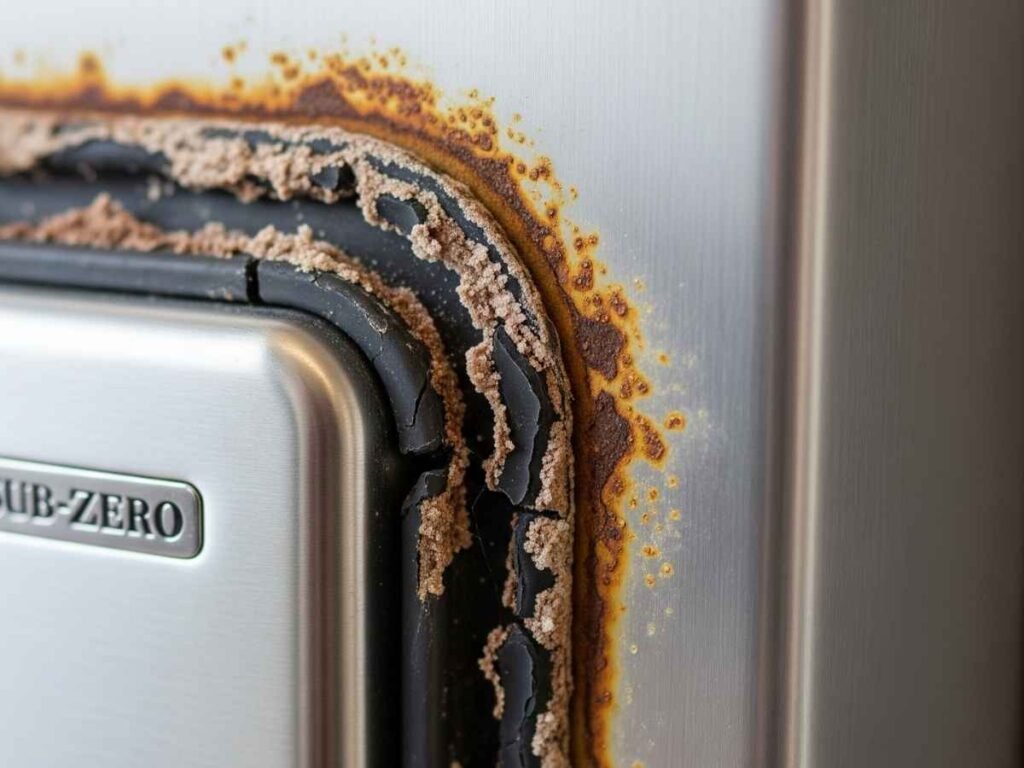 Sub-Zero door seals corroded by coastal salt air